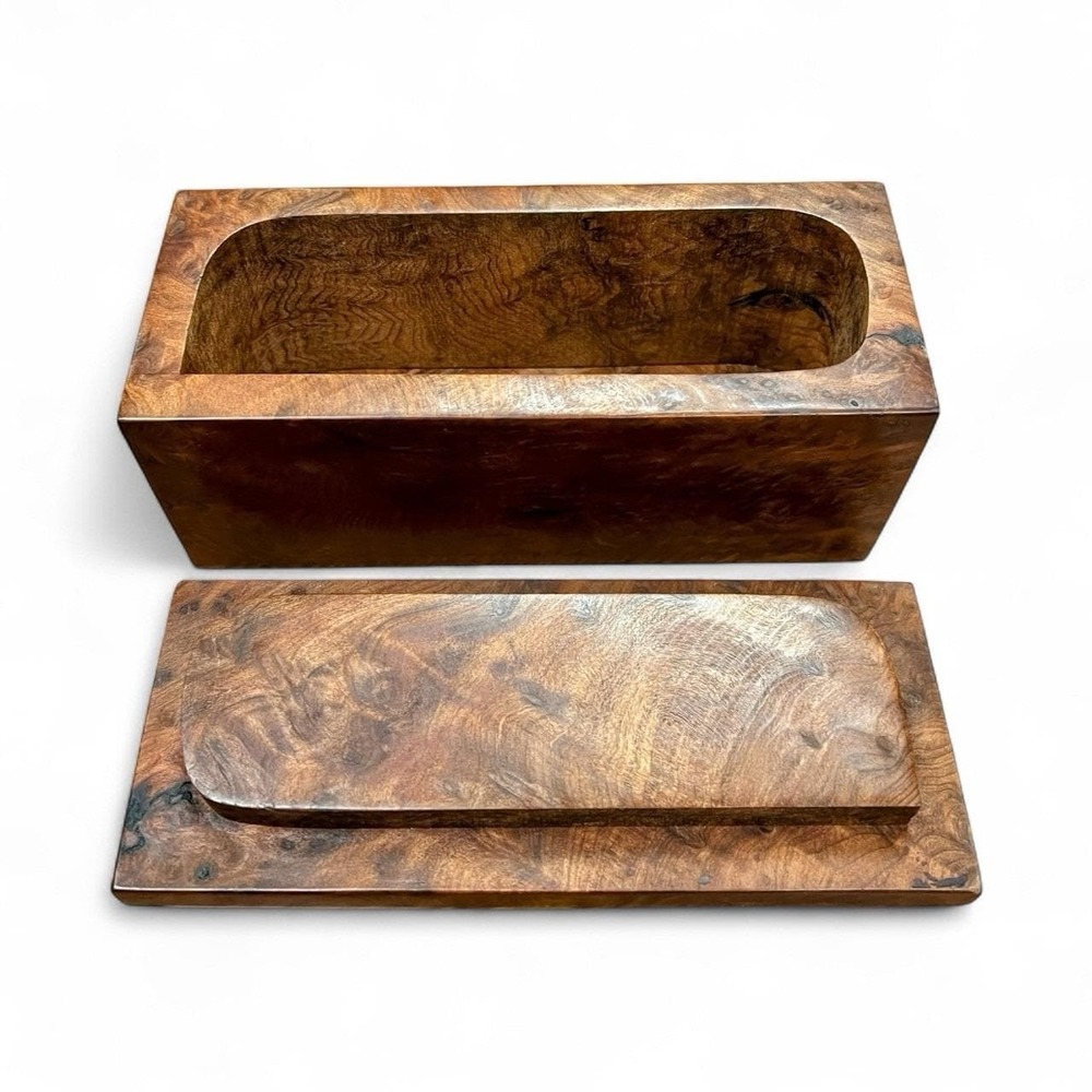 Michael Elkan Redwood Burl Wood Box Studio Art Signed Oregon Jewelry Keepsake - Picture 7 of 11